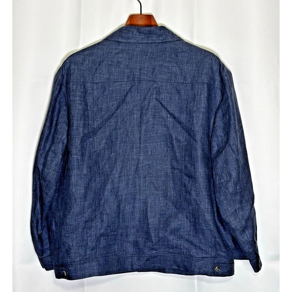 Baird McNutt Trucker Jacket Mens Size XL Murano Slim Fit Blue 100% Linen NEW!